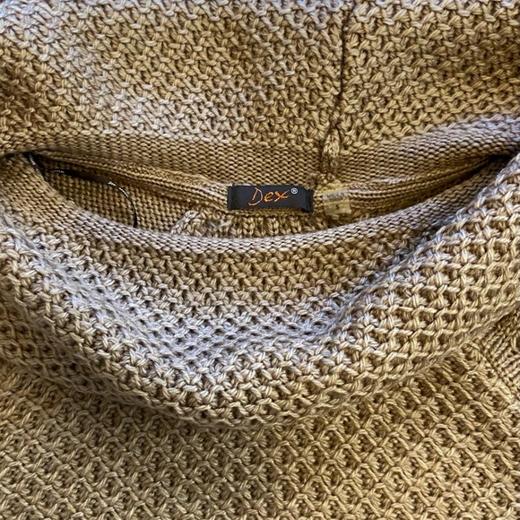 Camel /tan acrylic wool blend shorts sleeved sweater/ vest with cowl nec… - Picture 9 of 9